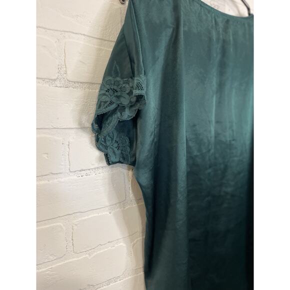 Vintage VICTORIA'S SECRET Emerald Green Nightgown Lace Size Med Lingerie Sleep - Picture 7 of 7